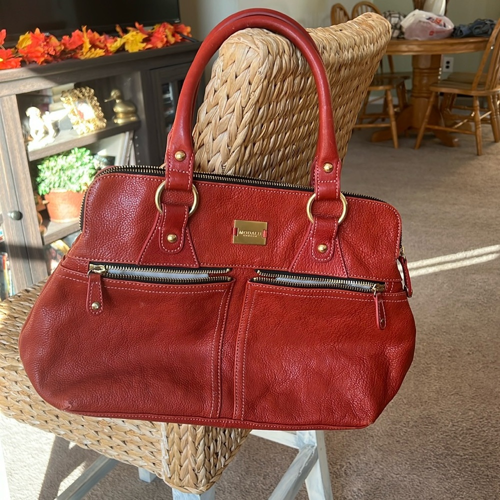 MODALU LONDON "PIPPA" Leather Satchel/Shoulder Bag ~ Brick Red